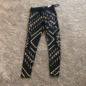 NWT Express Hi Rise Gold Sequins Leggings